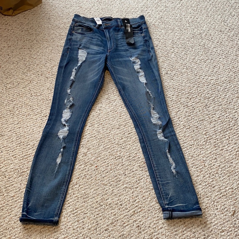 Express High Rise Ripped Jeans